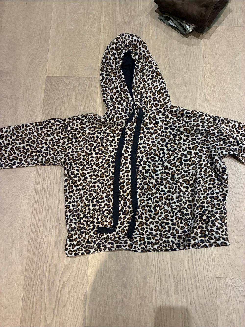 Brand velvet Leopard Print Hooded sweatshirt